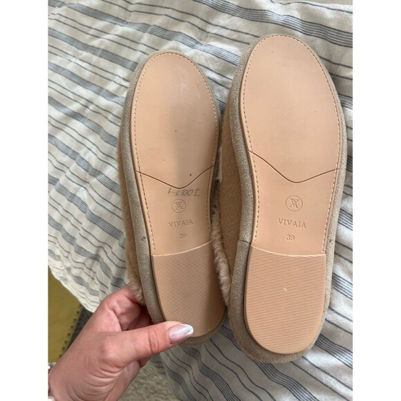 VIVAIA Round Toe Fluffy Mule Slippers in Khaki Brown Women’s Size 39 - Picture 10 of 10